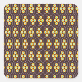 Pegatina Cuadrada Geometric pattern with orange and blue hexagons