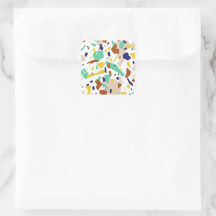 Pegatina Cuadrada Geométrico abstracto moderno azul vintage