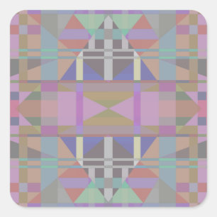Pegatina Cuadrada Geométrico rosa púrpura verde
