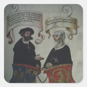 Pegatina Cuadrada Georg Fugger su esposa Regina Imhoff, 'Geheim