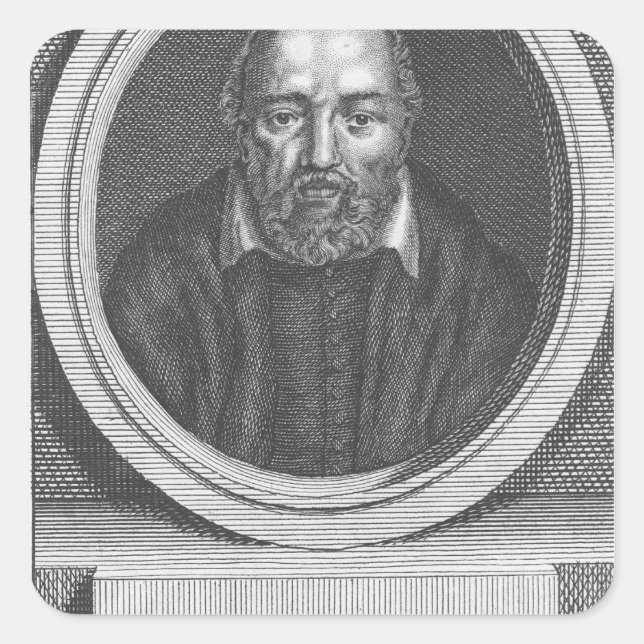 Pegatina Cuadrada George Buchanan, grabado para la revista universal (Anverso)