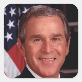 Pegatina Cuadrada George Bush 43.ª foto del presidente estadounidens