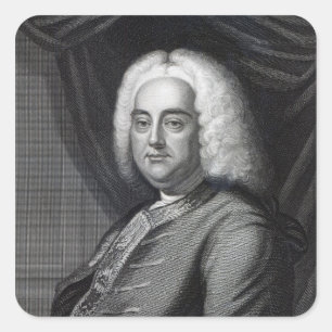 Pegatina Cuadrada George Frederic Handel, grabado por Thomson