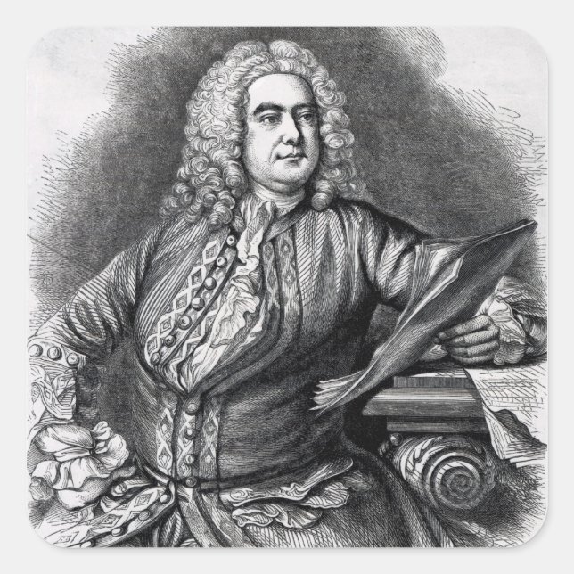 Pegatina Cuadrada George Frederick Handel, 1749 (Anverso)