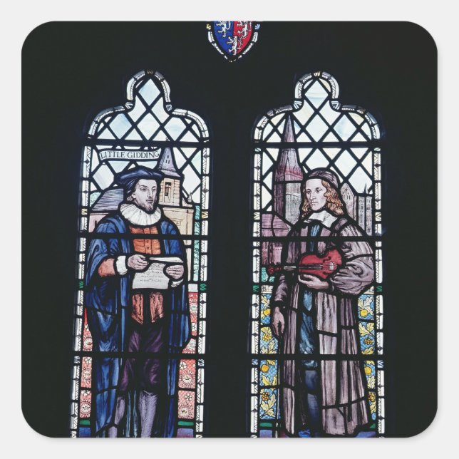 Pegatina Cuadrada George Herbert y Nicholas Ferrar (Anverso)