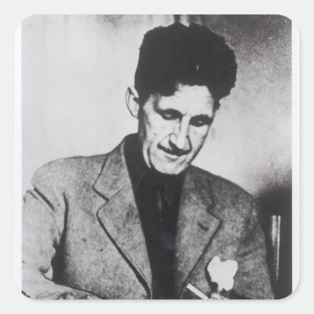Pegatina Cuadrada George Orwell (Anverso)