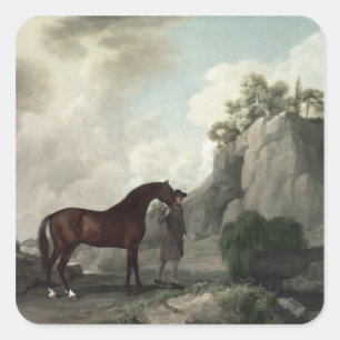 Pegatina Cuadrada George Stubbs   Cato' y Groom