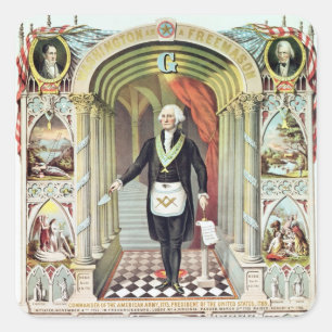 Pegatina Cuadrada George Washington como masón