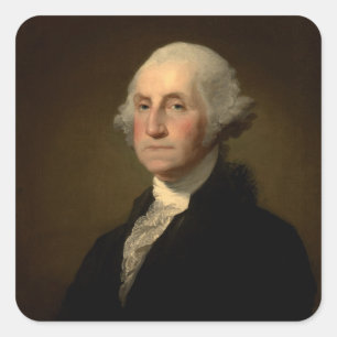 Pegatina Cuadrada George Washington, presidente de Estados Unidos