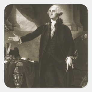 Pegatina Cuadrada George Washington, primer presidente de Estados Un