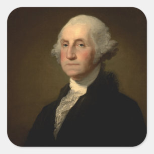 Pegatina Cuadrada George Washington Primer presidente norteamericano