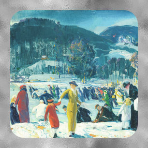 Pegatina Cuadrada George Wesley Bellows -Love of Winter- Christmas