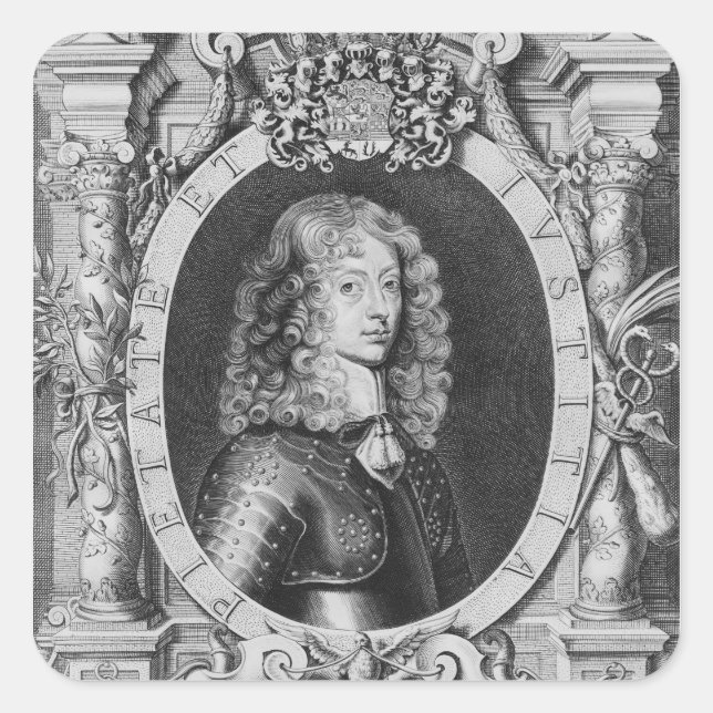Pegatina Cuadrada George William Duke de Braunschweig-Luneberg (Anverso)