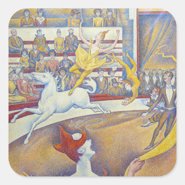 Pegatina Cuadrada Georges Seurat - El circo (Anverso)