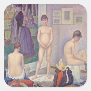 Pegatina Cuadrada Georges Seurat - Las modelos
