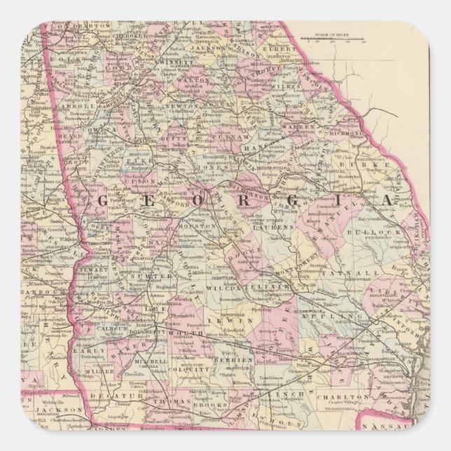 Pegatina Cuadrada Georgia, Alabama (Anverso)