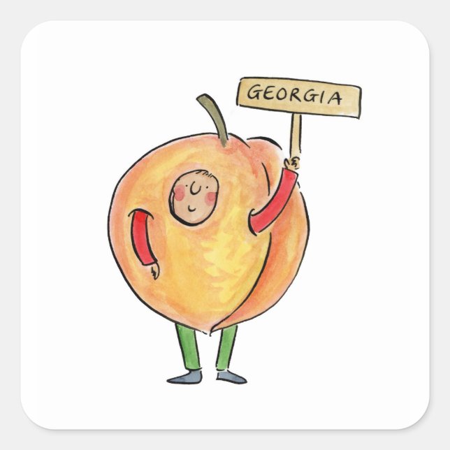 Pegatina Cuadrada Georgia Peach (Anverso)