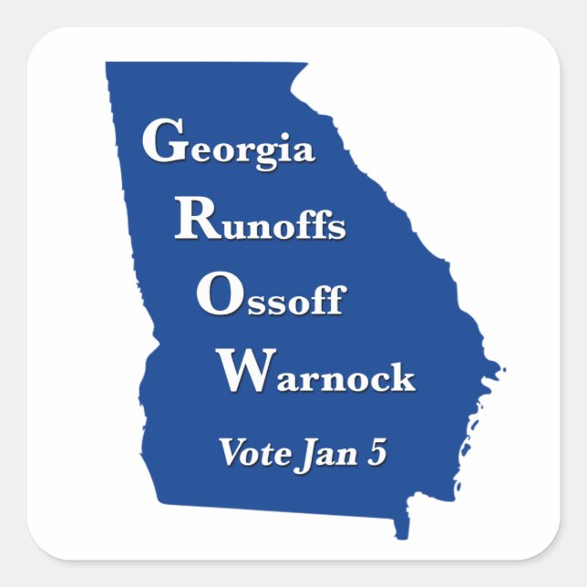Pegatina Cuadrada Georgia Runoffs Ossoff Warnock (Anverso)