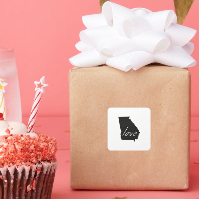 Pegatina Cuadrada Georgia Shaped Chalkboard Georgian Peach Love (Fiesta)