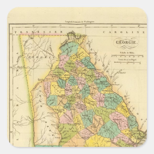 Pegatina Cuadrada Georgia US (Anverso)