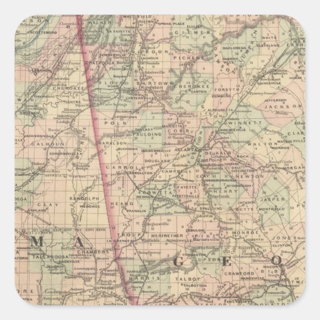 Pegatina Cuadrada Georgia y Alabama (Anverso)