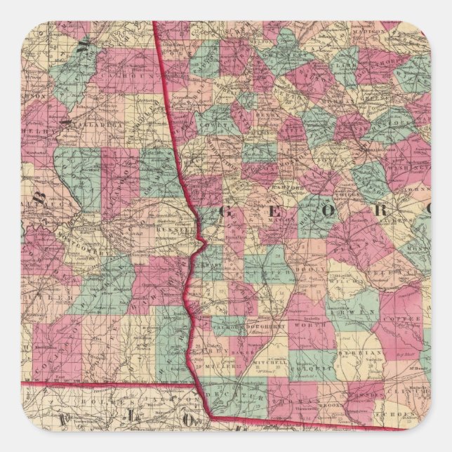 Pegatina Cuadrada Georgia y Alabama (Anverso)