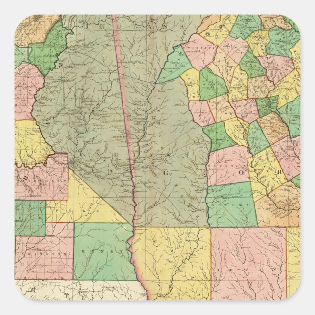 Pegatina Cuadrada Georgia y Alabama 2 (Anverso)