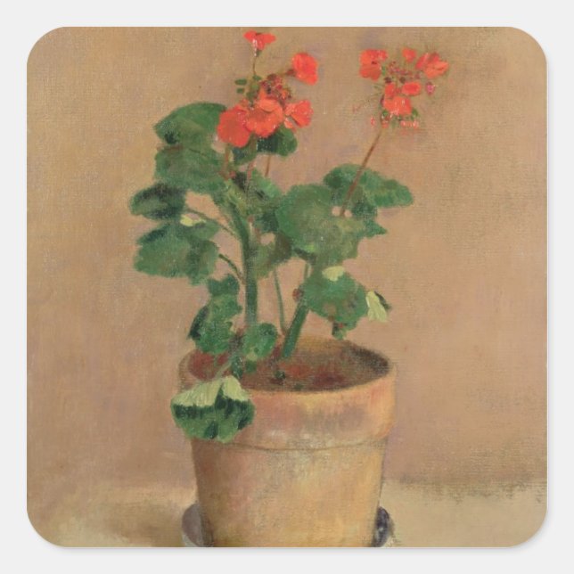 Pegatina Cuadrada Geraniums in a Pot, c.1905 (aceite sobre lienzo) (Anverso)