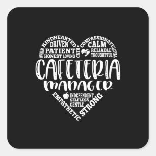 Pegatina Cuadrada Gerente de cafetería, señora del almuerzo, traba