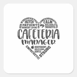 Pegatina Cuadrada Gerente de cafetería, señora del almuerzo, traba