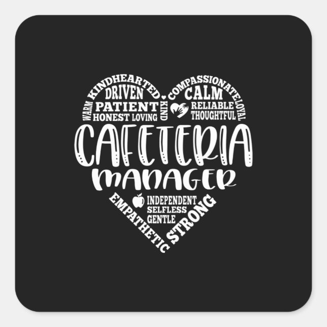 Pegatina Cuadrada Gerente de cafetería, señora del almuerzo, trabaja (Anverso)