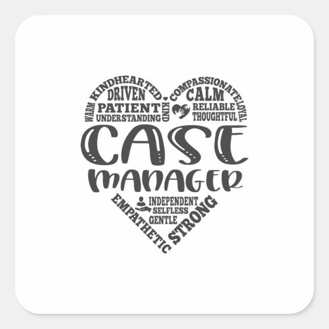 Pegatina Cuadrada Gerente de fundas, Resultados de trabajadores soci (Anverso)