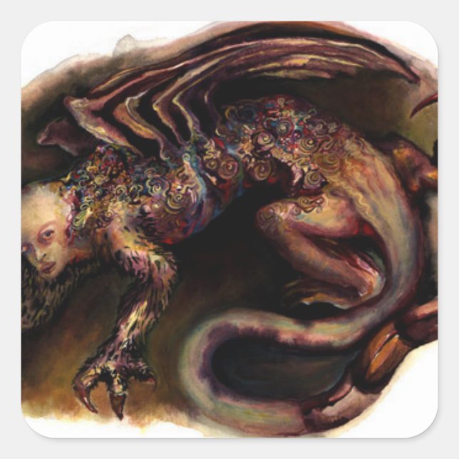 Pegatina Cuadrada Geryon de Dante's Inferno (Anverso)