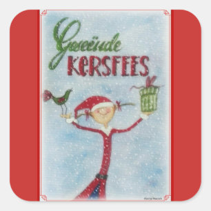 Pegatina Cuadrada Geseende Kersfees