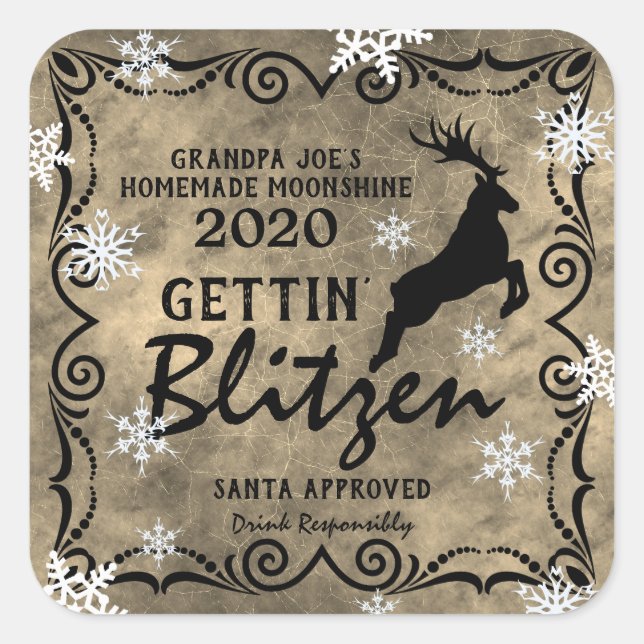 Pegatina Cuadrada "Gettin' Blitzen" casero (Anverso)