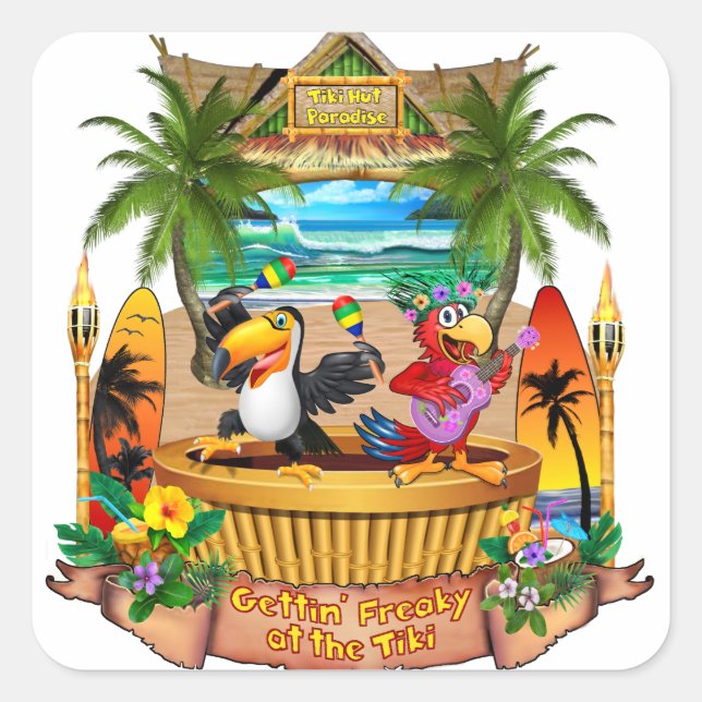 PEGATINA CUADRADA GETTIN' FREAKY EN EL TIKI (Anverso)