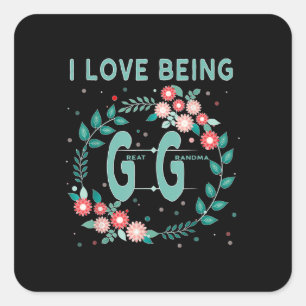 Pegatina Cuadrada gg me encanta ser gigi bisabuelo regalo