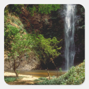 Pegatina Cuadrada Ghana: Cataratas de Wli, también conocidas como Ca