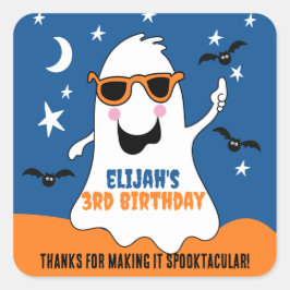 Pegatina Cuadrada Ghost Halloween Kids Birday Cute