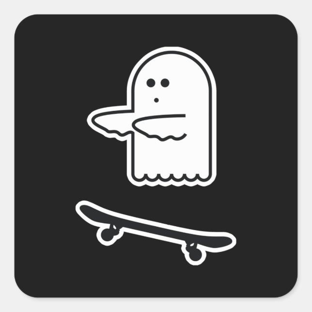 Pegatina Cuadrada Ghost Skate Boo (Anverso)