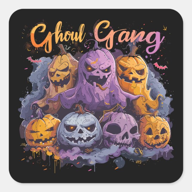 Pegatina Cuadrada Ghoul Gang  | ExDesigner | Halloween (Anverso)