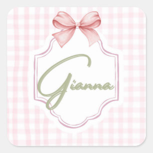 Pegatina Cuadrada Gianna Baby Nursery Bow&Gingham