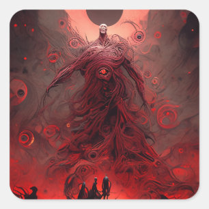 Pegatina Cuadrada Giant Demon Creature Oscuro Horror