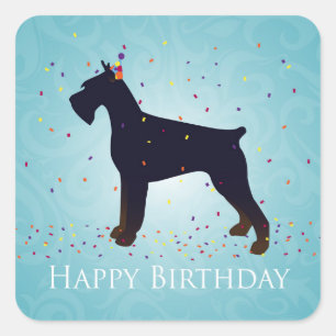 Pegatina Cuadrada Giant Schnauzer Happy Birday Design