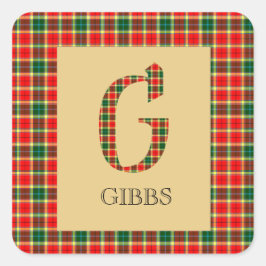 Pegatina Cuadrada Gibbs Tartan Monogram G