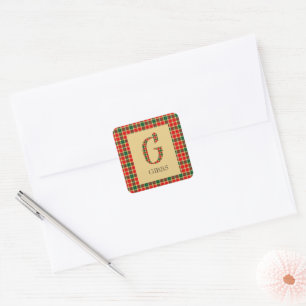 Pegatina Cuadrada Gibbs Tartan Monogram G