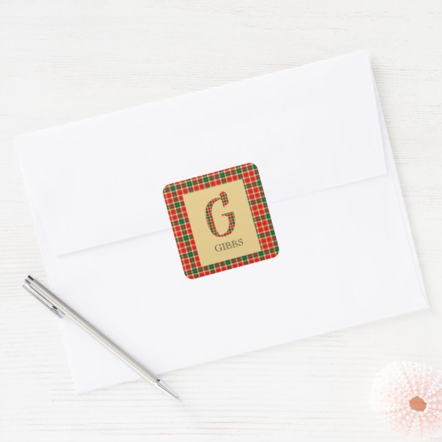 Pegatina Cuadrada Gibbs Tartan Monogram G (Sobre)