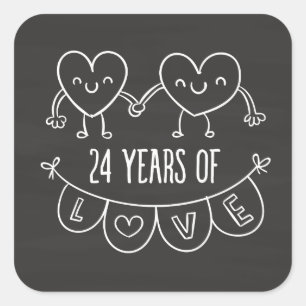 Pegatina Cuadrada Gift Chalk Hearts, 24 Aniversario