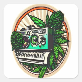 Pegatina Cuadrada gift for music&weed lovers