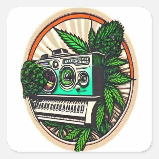 Pegatina Cuadrada gift for music&weed lovers (Anverso)
